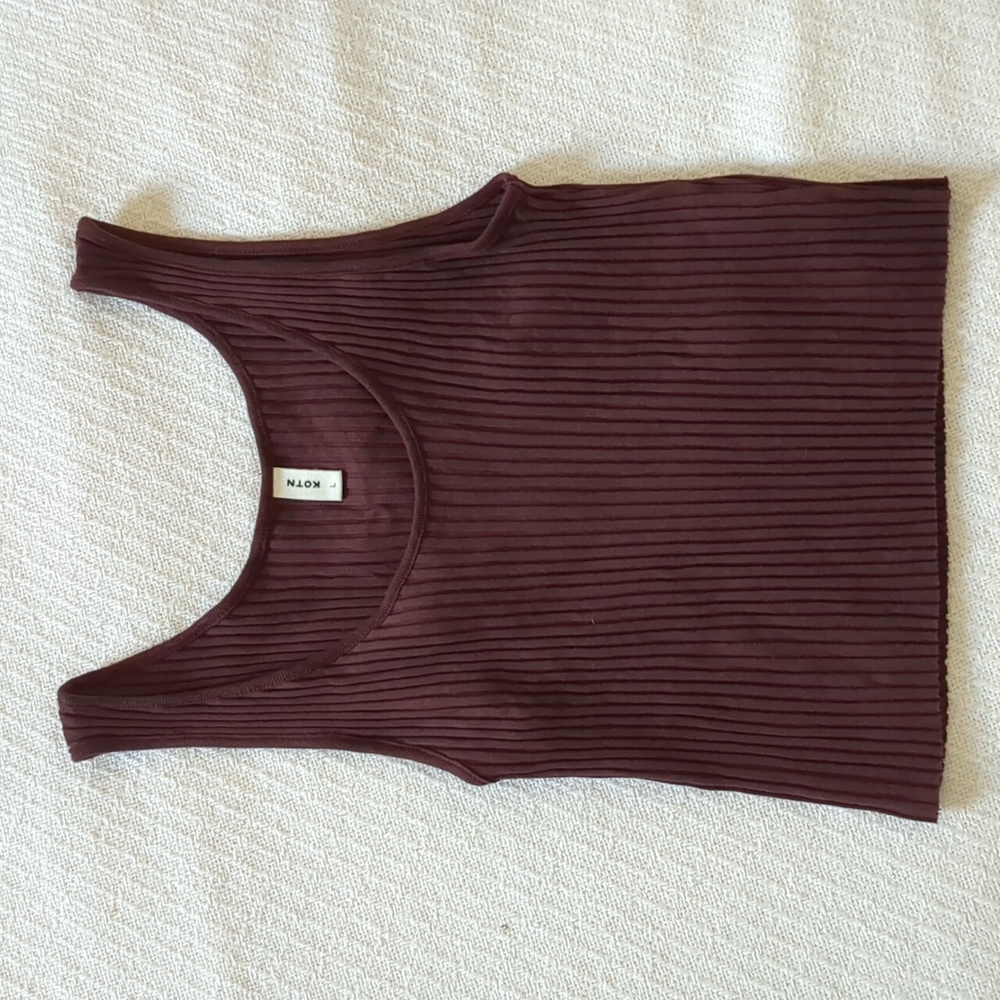 KOTN Rib Crop Tank in Cabernet